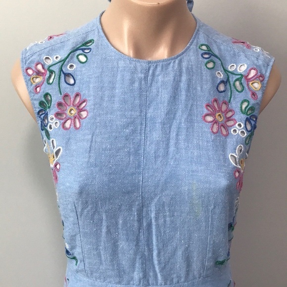 Chloé Chambray Embroidered Maxi Dress Downy Blue Eyelet Size 34 - Picture 4 of 16